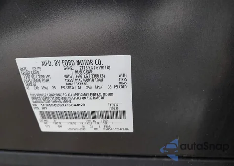 2015 Ford Explorer Xlt from USA, damaged, VIN 1FM5K8D8XFGC44829